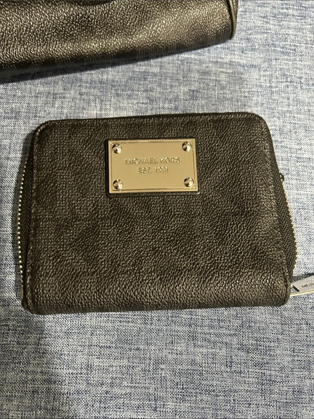Michael Kors Black MK Logo Tote with Silver Charm